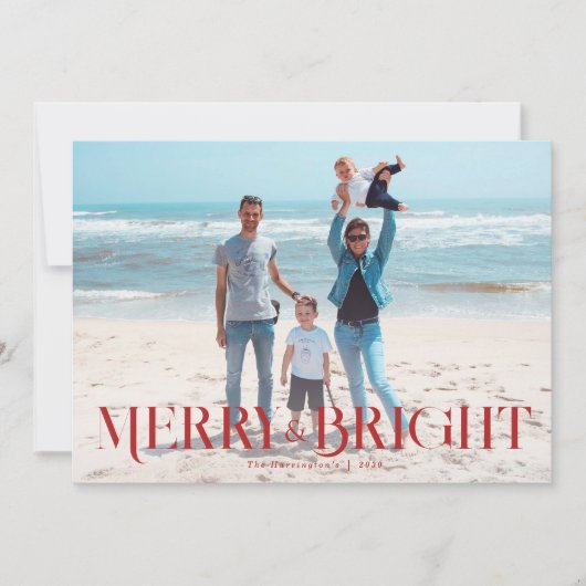 Joyeux et brillant Carte photo de Noël minimal (Devant)