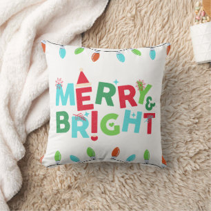 Joyeux et brillant Coussin de Noël Whimsical