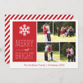 Joyeux et brillant flocon de neige Noël 4 Carte ph (Devant / Derrière)