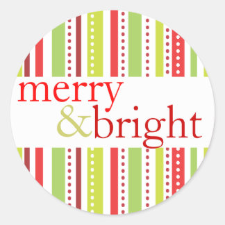 Joyeux et brillant Noël Stripes Étiquette de vacan