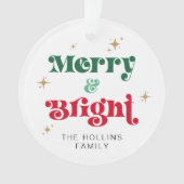 Joyeux et brillant Photo de Noël Ornement Rétro (devant)