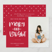 Joyeux et brillant rouge Carte photo de voeux (Devant / Derrière)