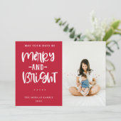 Joyeux et brillant rouge Carte photo de voeux (Debout devant)