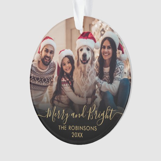 Joyeux et brillant script or noir photo Noël (devant)