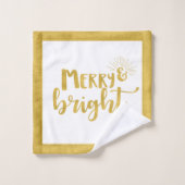 Joyeux et brillants Faux Typographie d'or Noël (Gant de toilette)