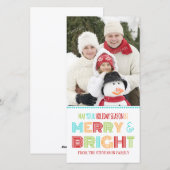 Joyeux et Carte photo brillant Noël coloré (Devant / Derrière)