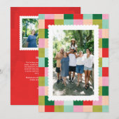 Joyeux et lumineux À damiers Carte photo de vacanc (Devant / Derrière)
