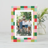 Joyeux et lumineux À damiers Carte photo de vacanc (Debout devant)