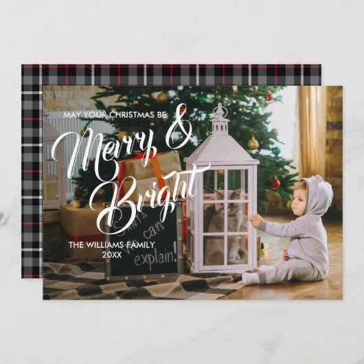 Joyeux et lumineux Carte photo de Noël (Devant / Derrière)