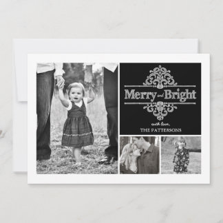 Joyeux et lumineux Chalkboard Holiday 3 Carte phot