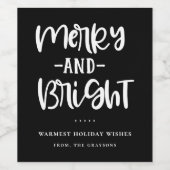 Joyeux Et Lumineux Étiquette Vin De Vacances Noir (Étiquettes simples)