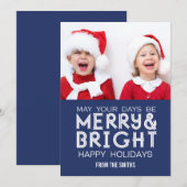 JOYEUX ET LUMINEUX JOYEUX VACANCES CARTE PHOTO BLU (Devant / Derrière)