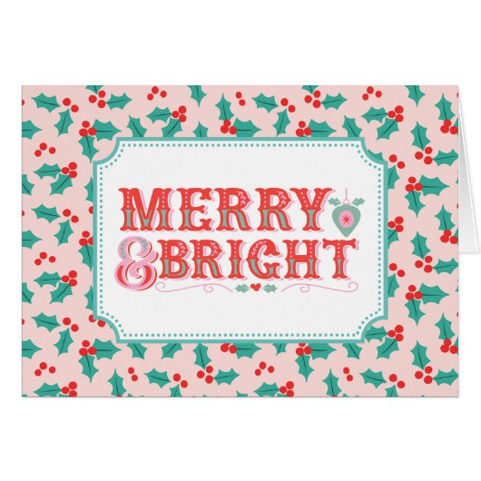 Joyeux et lumineux | Rose et Rouge Holly (Devant horizontal)