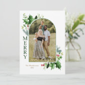 Joyeux et lumineux Script de Noël Carte photo or (Debout devant)