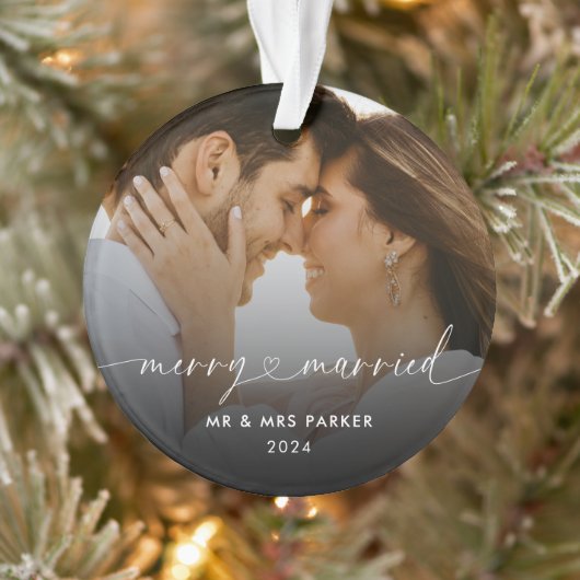 Joyeux et Marié Cardiaque Script Photo de Noël (Arbre)