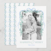 Joyeux et marié Grandmillenium Carte de Noël bleu (Devant / Derrière)