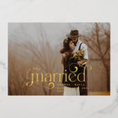 Joyeux et marié Retro Swirl photo de vacances (Recto)