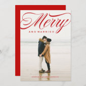 Joyeux et marié Script Carte photo de vacances (Devant / Derrière)