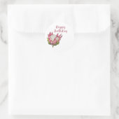 Joyeux Étiquette d'aquarelle d'anniversaire Protea (Sac)