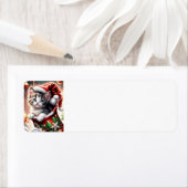 joyeux étiquette de adresse de chat Noël (En situation)