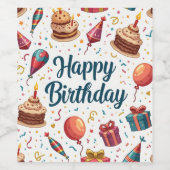 Joyeux Étiquette de bouteilles de vin d'anniversai (Étiquettes simples)