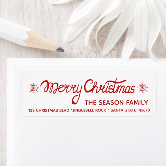 Joyeux Étiquette de script lettres main Noël (En situation)