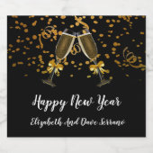 Joyeux Étiquette de vin pétillant du Nouvel An (Étiquettes simples)