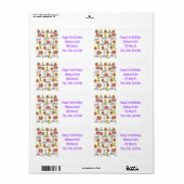 Joyeux Étiquettes de adresse d'anniversaire, Blanc (Feuille entière)