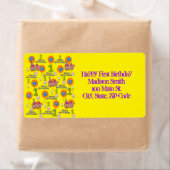 Joyeux Étiquettes de adresse d'anniversaire, Jaune (En situation)