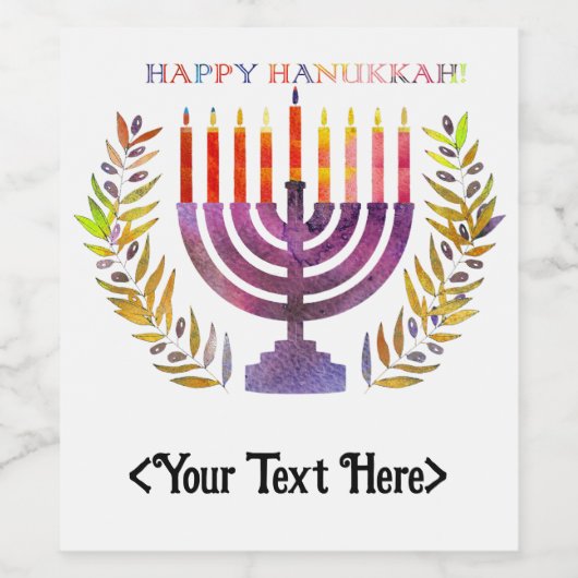 Joyeux Étiquettes de bouteille Hanoukka (Étiquettes simples)