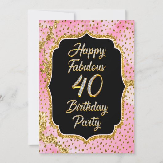 Joyeux Fabuleux 40e anniversaire Invitation Party (Devant)
