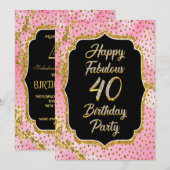 Joyeux Fabuleux 40e anniversaire Invitation Party (Devant / Derrière)