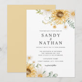 Joyeux Faire-part de mariage de tournesol jaune (Devant / Derrière)