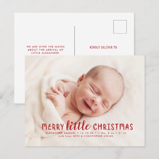 Joyeux Faire-part de naissance de Noël (Devant / Derrière)