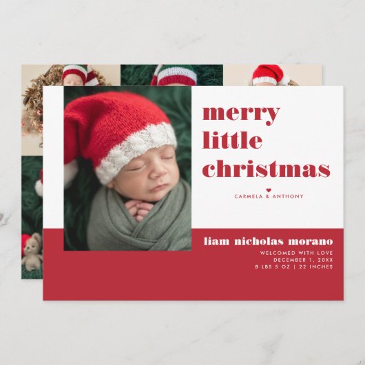 Joyeux Faire-part de naissance de Noël (Devant / Derrière)