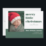 Joyeux Faire-part de naissance de Noël<br><div class="desc">"Joyeux petit Noël". Ce faire-part de naissance de Noël minimaliste de typographie met en valeur votre imagerie avec des caractères frais et modernes. Customisez avec une photo, et les statistiques de naissance. 5 photos supplémentaires collage sur le dos. Ajoutez votre libellé personnalisé à cette conception à l'aide des cases "Modifier...</div>