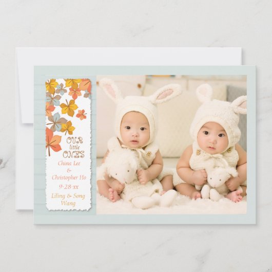 Joyeux Faire-part de naissance photo d'automne (Devant)