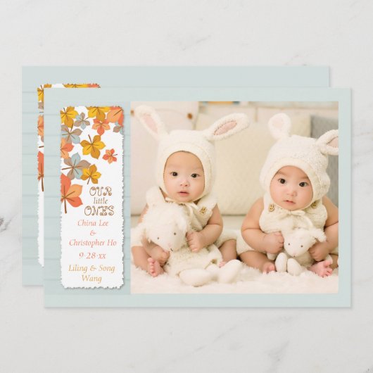 Joyeux Faire-part de naissance photo d'automne (Devant / Derrière)