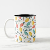 Joyeux feu de Noël Ampoules Motif Mug (Gauche)