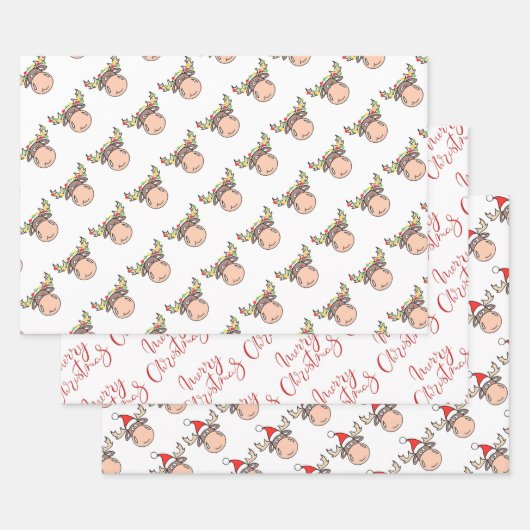 Joyeux feuillets papier d'enveloppement d'orignal  (Lot)