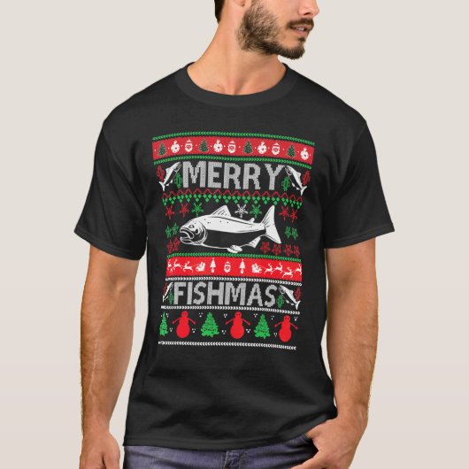 Joyeux Fish Noël Sweat de Noël Ugly Fishing Garçon (Devant)