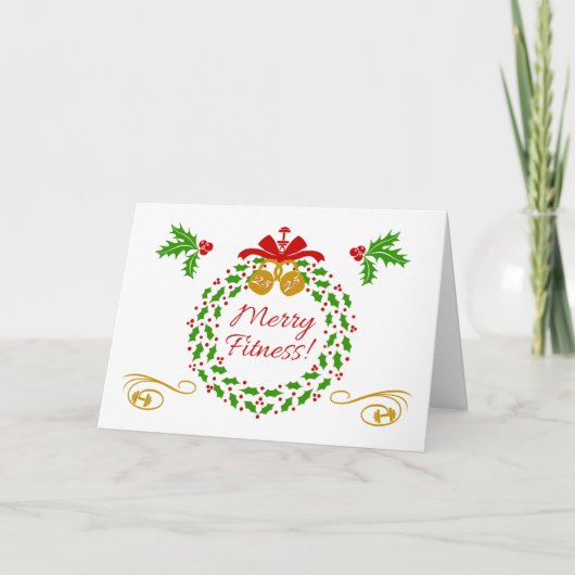 Joyeux Fitness Wreath Carte de Noël (Devant)