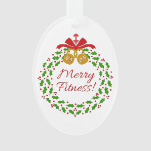 Joyeux Fitness Wreath Ornement Oval Acryllique