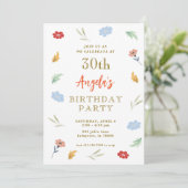 Joyeux fleurs colorées 30e anniversaire Invitation (Debout devant)