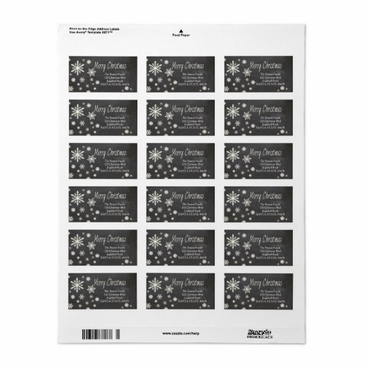 Joyeux flocon de Noël Étiquette de adresse de vaca (Feuille entière)