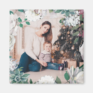 Joyeux floraux Magnet photo de Noël