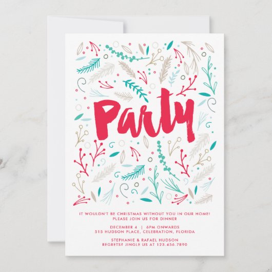 Joyeux Foliage Noël Fête Invitation (Devant)