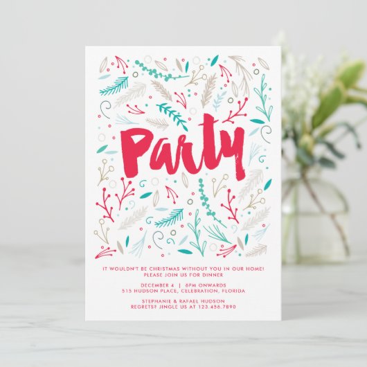 Joyeux Foliage Noël Fête Invitation (Debout devant)