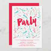 Joyeux Foliage Noël Fête Invitation (Devant / Derrière)