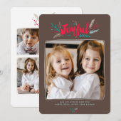 Joyeux Foliage Noël Vacances en Carte Plat en Bois (Devant / Derrière)